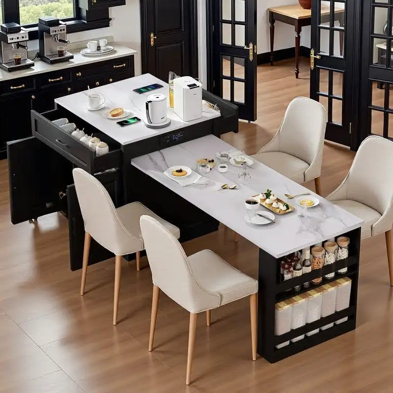 Betsy Kitchen Island with Extendable Dining Table for 4-6 Person