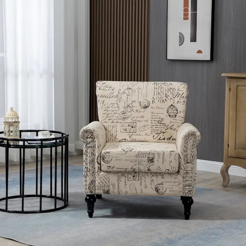 Čalouněné akcentové křeslo ve stylu Mid-Century Modern – 30.70 x 29.92 x 34.05