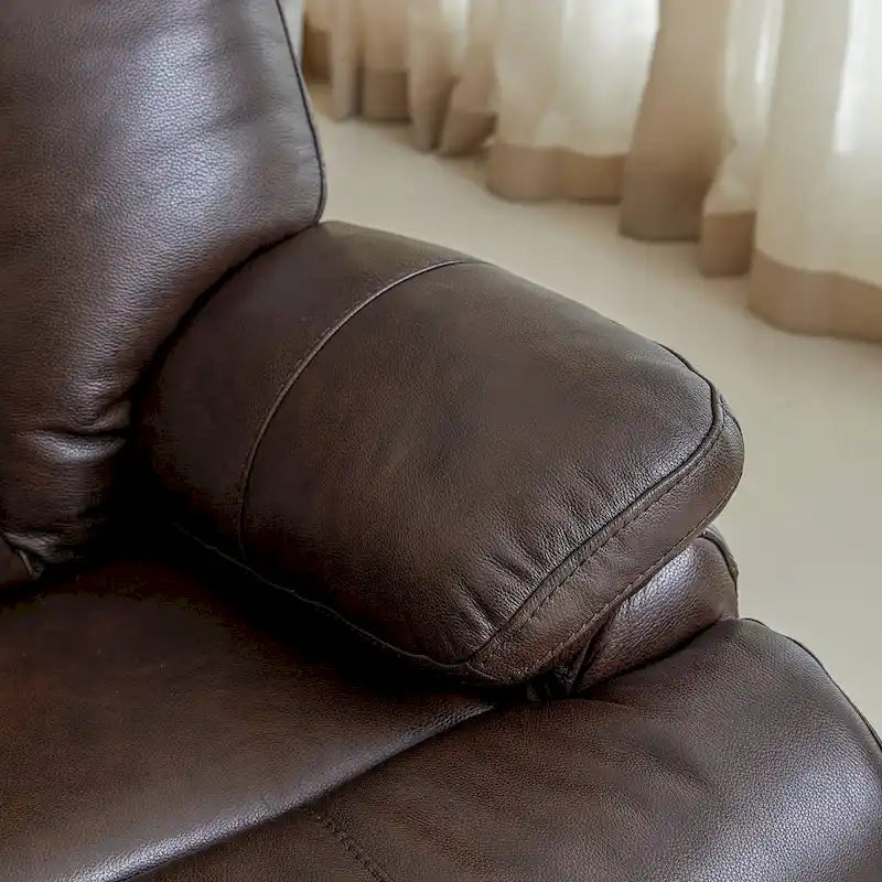 Celokožené polohovací křeslo s nastavitelnou opěrkou hlavy a prodlouženou podnožkou