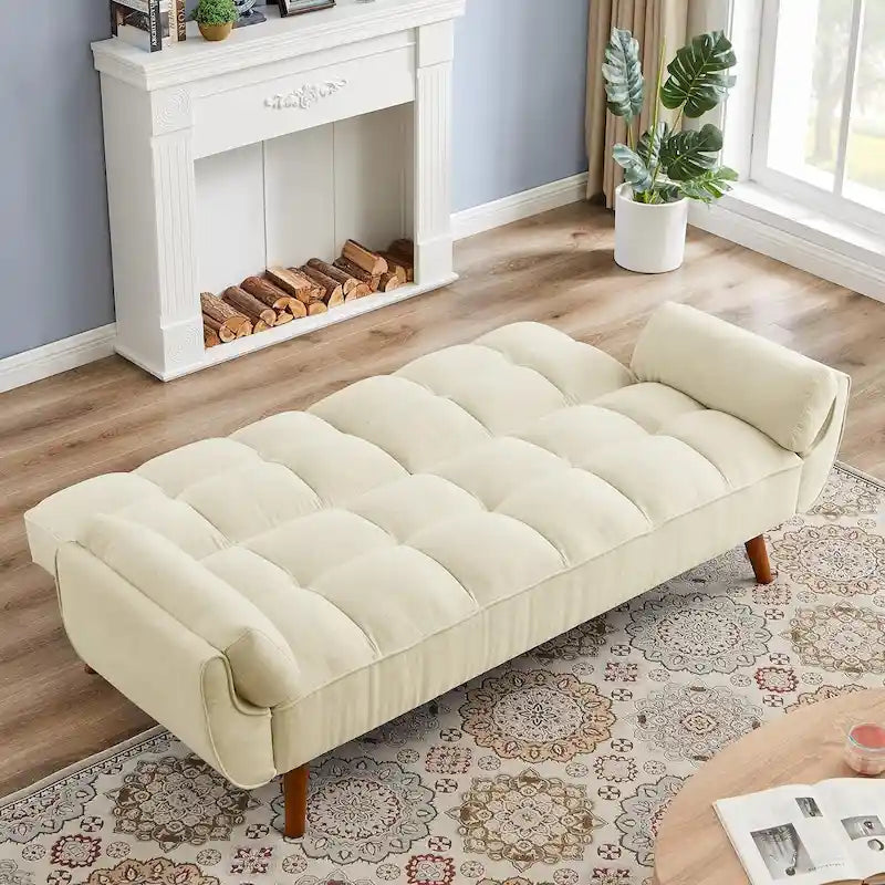 75,39 palce. Rozkládací pohovka futon, rozkládací čalouněná pohovka s polohovatelným děleným opěradlem s knoflíky