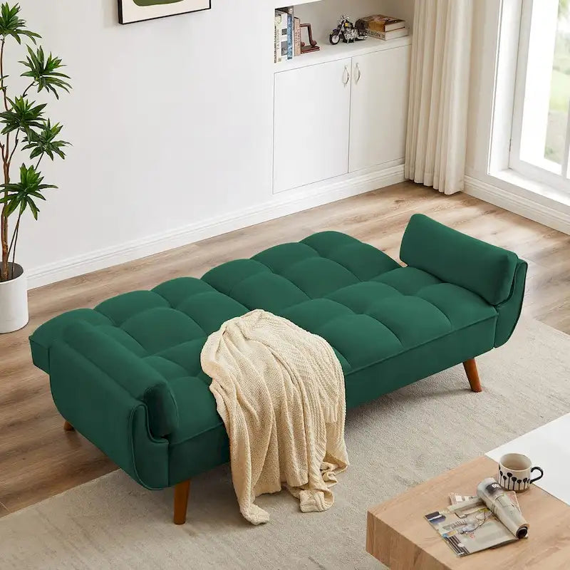 75,39 palce. Rozkládací pohovka futon, rozkládací čalouněná pohovka s polohovatelným děleným opěradlem s knoflíky