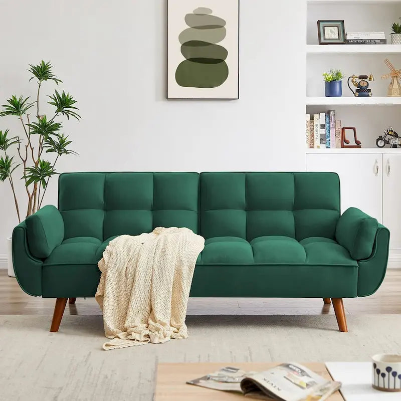 75,39 palce. Rozkládací pohovka futon, rozkládací čalouněná pohovka s polohovatelným děleným opěradlem s knoflíky