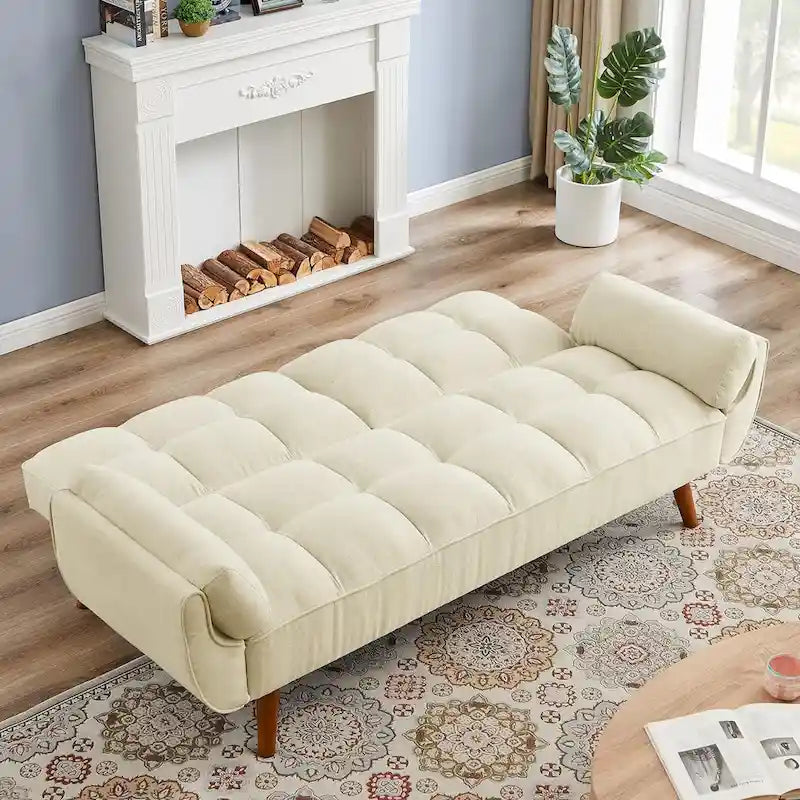 75,39 palce. Rozkládací pohovka futon, rozkládací čalouněná pohovka s polohovatelným děleným opěradlem s knoflíky