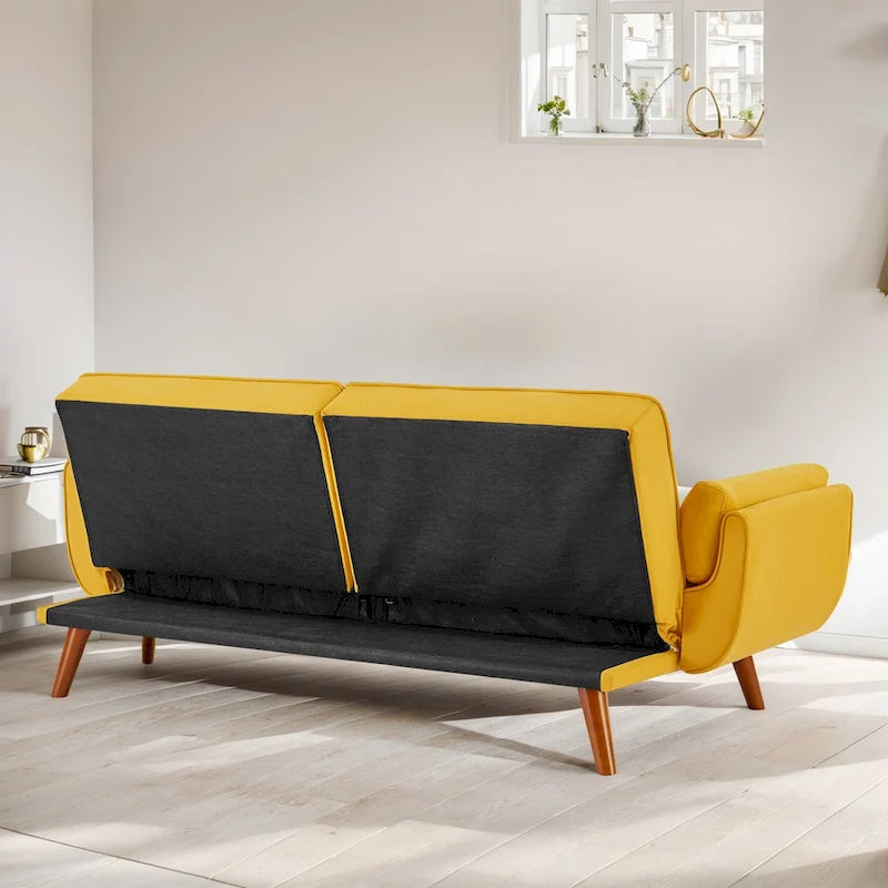 75,39 palce. Rozkládací pohovka futon, rozkládací čalouněná pohovka s polohovatelným děleným opěradlem s knoflíky
