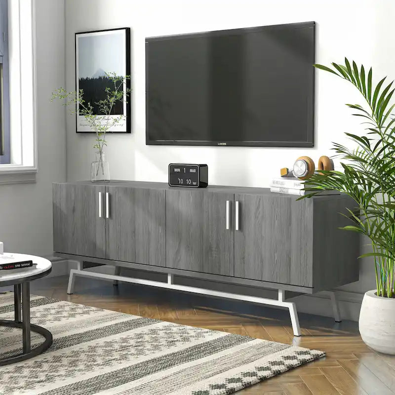 Moderní 60" kovová TV skříňka se 4 dvířky
