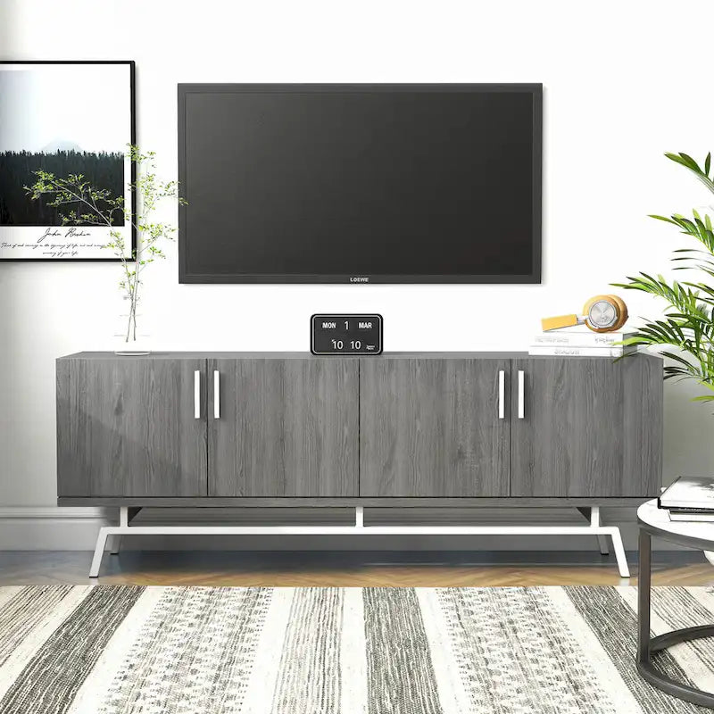 Moderní 60" kovová TV skříňka se 4 dvířky
