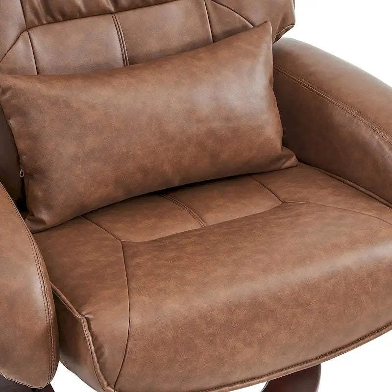 Otočné relaxační křeslo s podnožkou, masážní vibrační křeslo do obývacího pokoje, umělá kůže