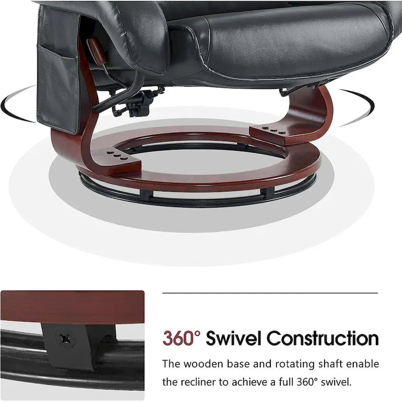 Otočné relaxační křeslo s podnožkou, masážní vibrační křeslo do obývacího pokoje, umělá kůže