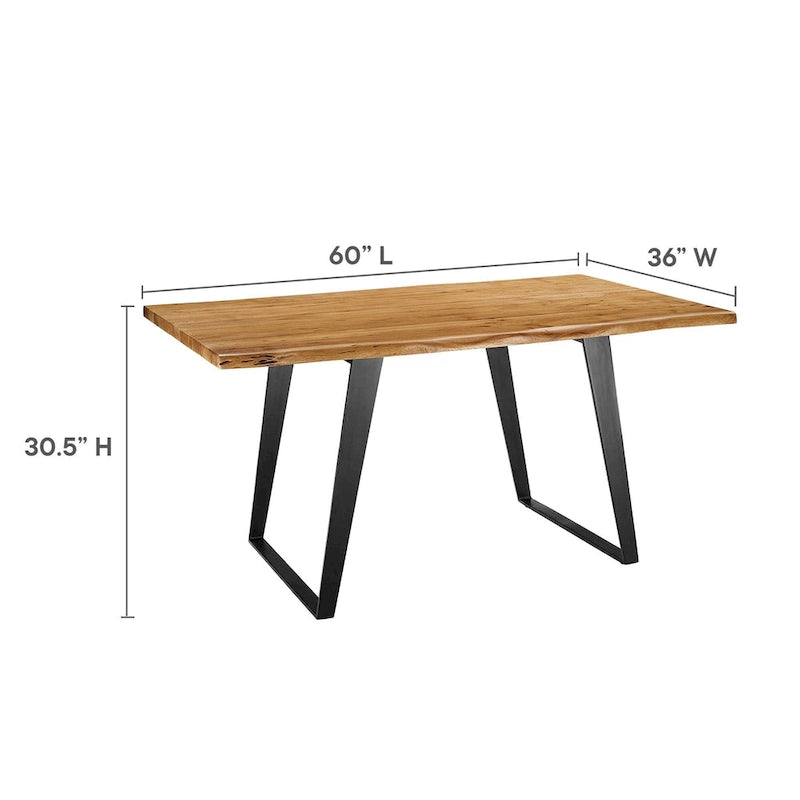 Jídelní stůl z akátového dřeva Live Edge, 152 cm – černá přírodní