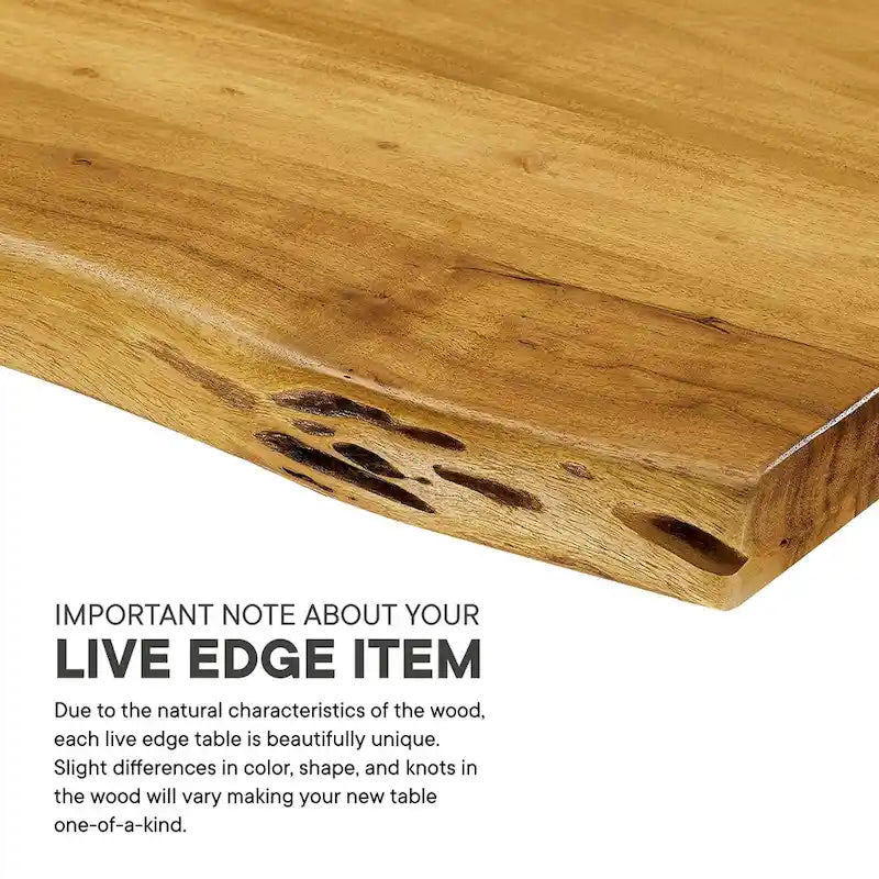 Jídelní stůl z akátového dřeva Live Edge, 152 cm – černá přírodní