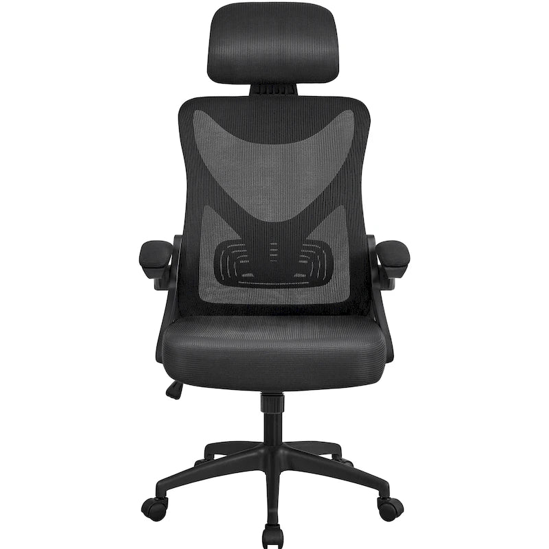 Kancelářská židle s vysokým opěradlem a síťovinou, s vyklápěcími područkami, ergonomická stolní židle