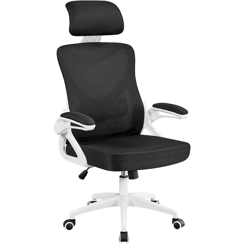Kancelářská židle s vysokým opěradlem a síťovinou, s vyklápěcími područkami, ergonomická stolní židle