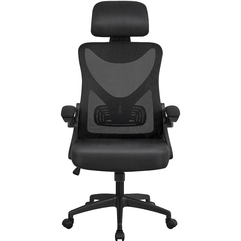 Kancelářská židle s vysokým opěradlem a síťovinou, s vyklápěcími područkami, ergonomická stolní židle