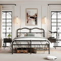 Heavy-duty Anti-Wobble 18 Inch Bed Frame With Wavy Art Headboard, Easy Assembly