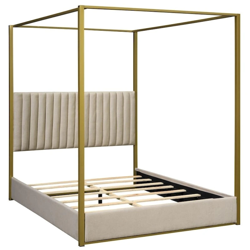 Čalouněná postel s nebesy velikosti Queen Size